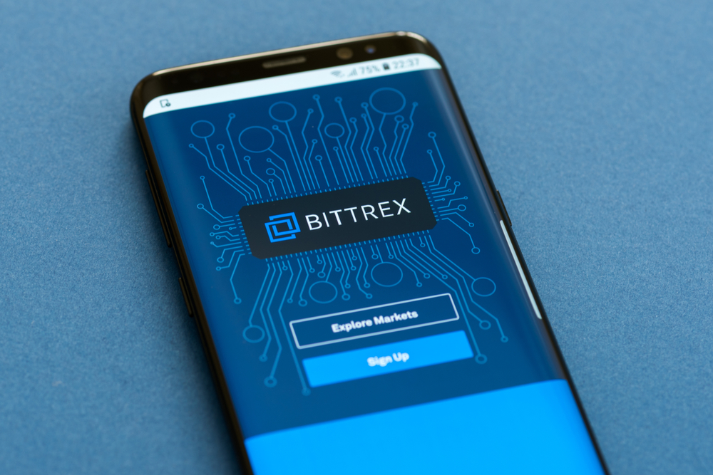 KYRENIA, CYPRUS - SEPTEMBER 17, 2018: Bittrex cryptocurrency exchange website displayed on the modern smartphone screen.