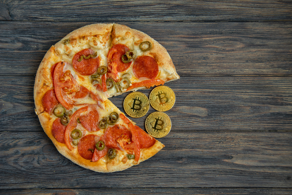 Bitcoin Pizza Day 22 May. cryptocommunity holiday. 2 pizzas for a price of 10000 Bitcoins. Pizza Index