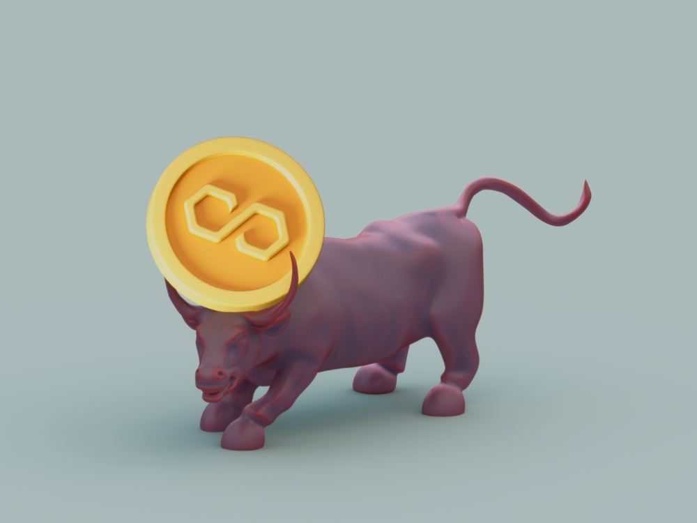 Polygon Matic Bull Buy Market Investment Growth Crypto Currrency 3D Illustration Render