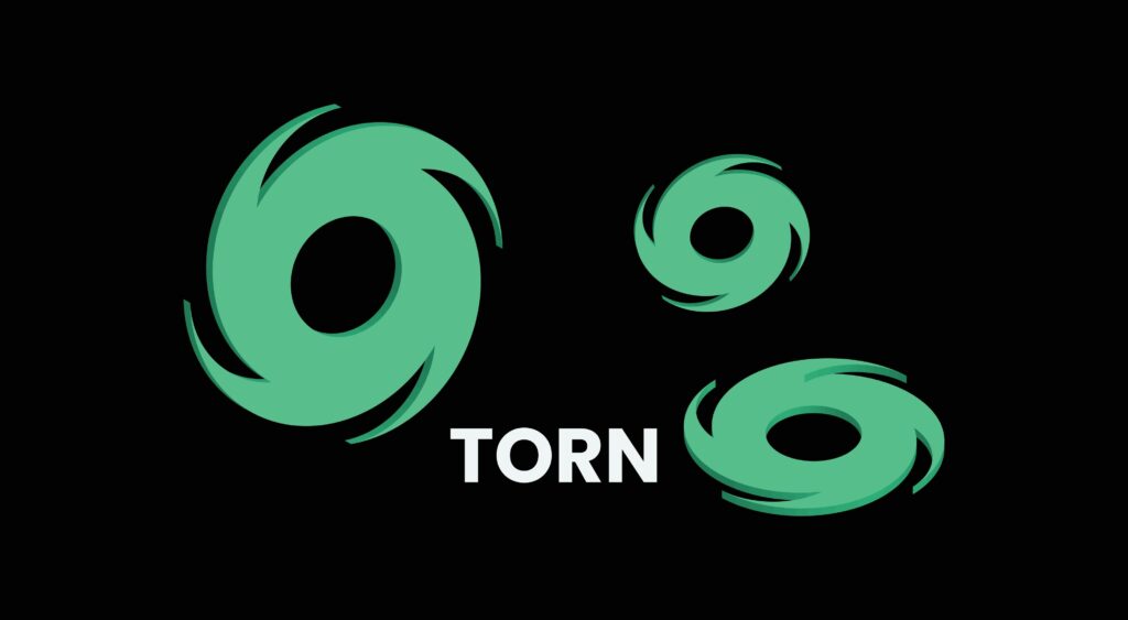 TORN Token cryptocurrency 3d logo isolated on black background with copy space. vector illustration of Tornado Cash Token banner design concept.