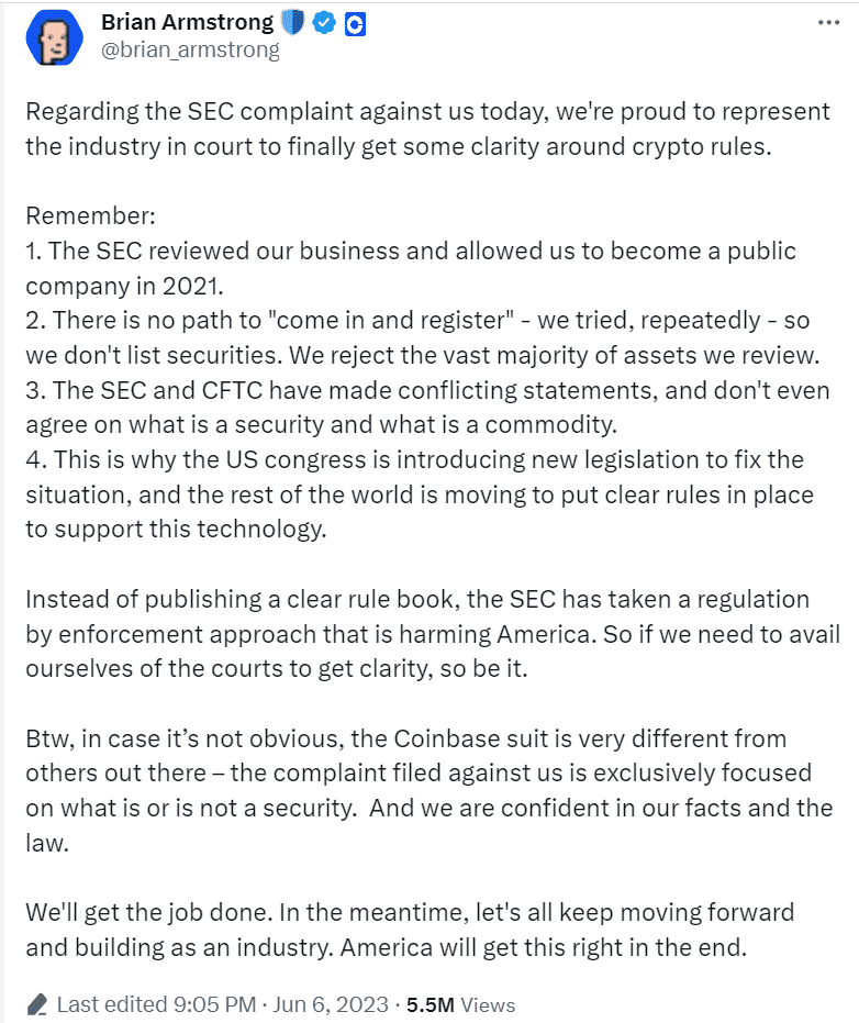US Security & Exchange Commission and its Chair, Gary Gensler, are suing crypto exchange Coinbase without clarifying how crypto exchanges register with the SEC?