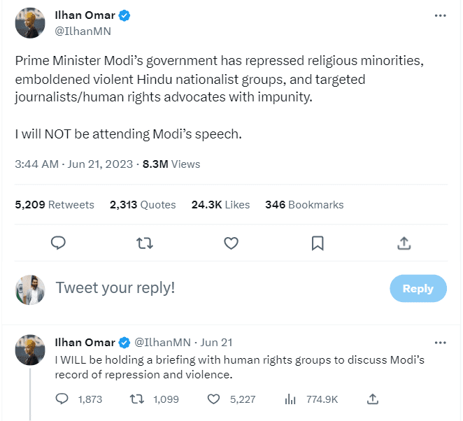 Comments on Former US President Barack Obama by BJP leaders in support of Narendra Modi will hurt India-USA relations. 

Modi met President Joe Biden and US Congress leaders while in the US. 