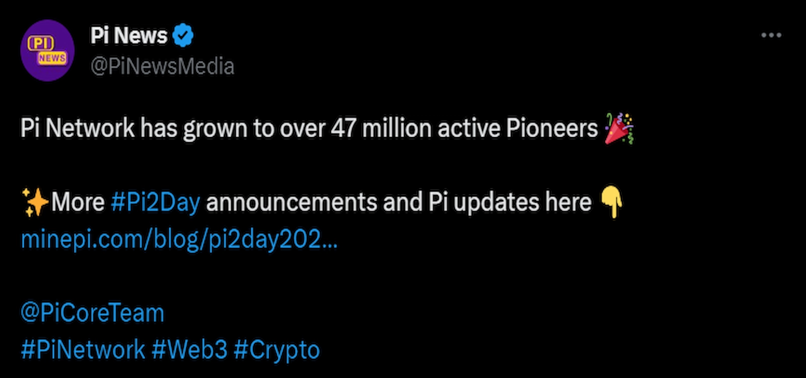 Pi Network celebrated the growth of its community on Pi2Day