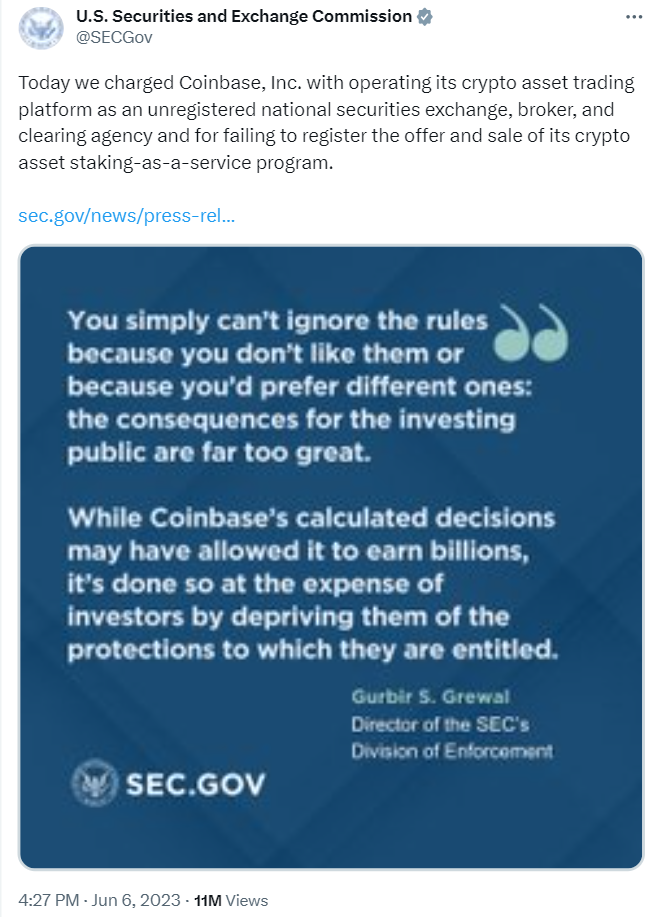 US Security & Exchange Commission and its Chair, Gary Gensler, are suing crypto exchange Coinbase without clarifying how crypto exchanges register with the SEC?