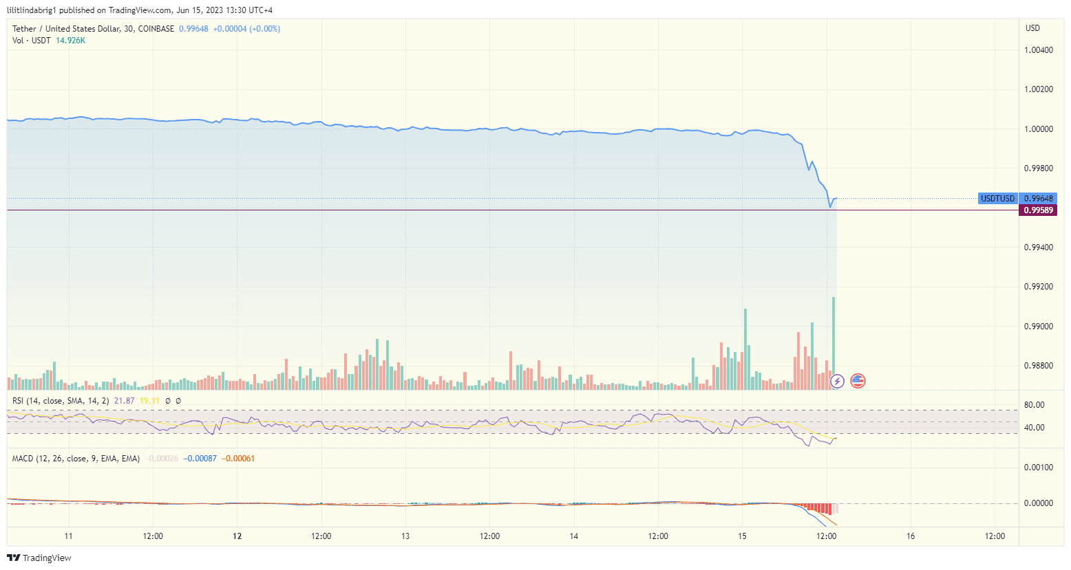 USDT price recovers. Source: TraidngVIew.com 