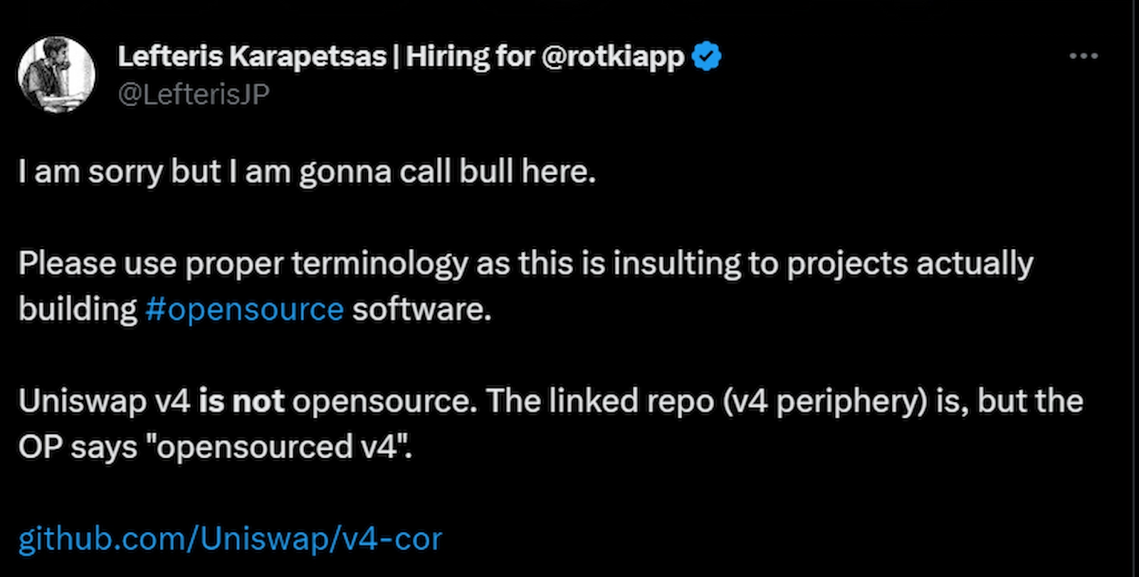 The community was displeased with Uniswap's choice of license for V4 version