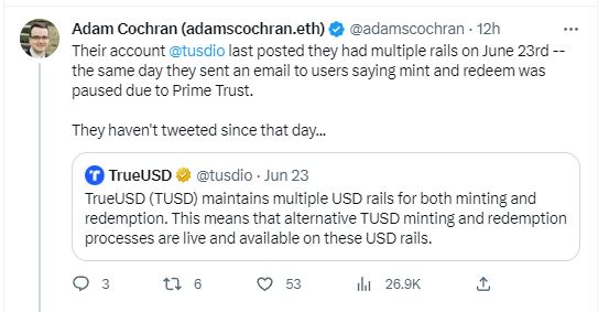 true USD, TUSD is in a new depeg and Audit controversy &#8211; what&#8217;s happening?