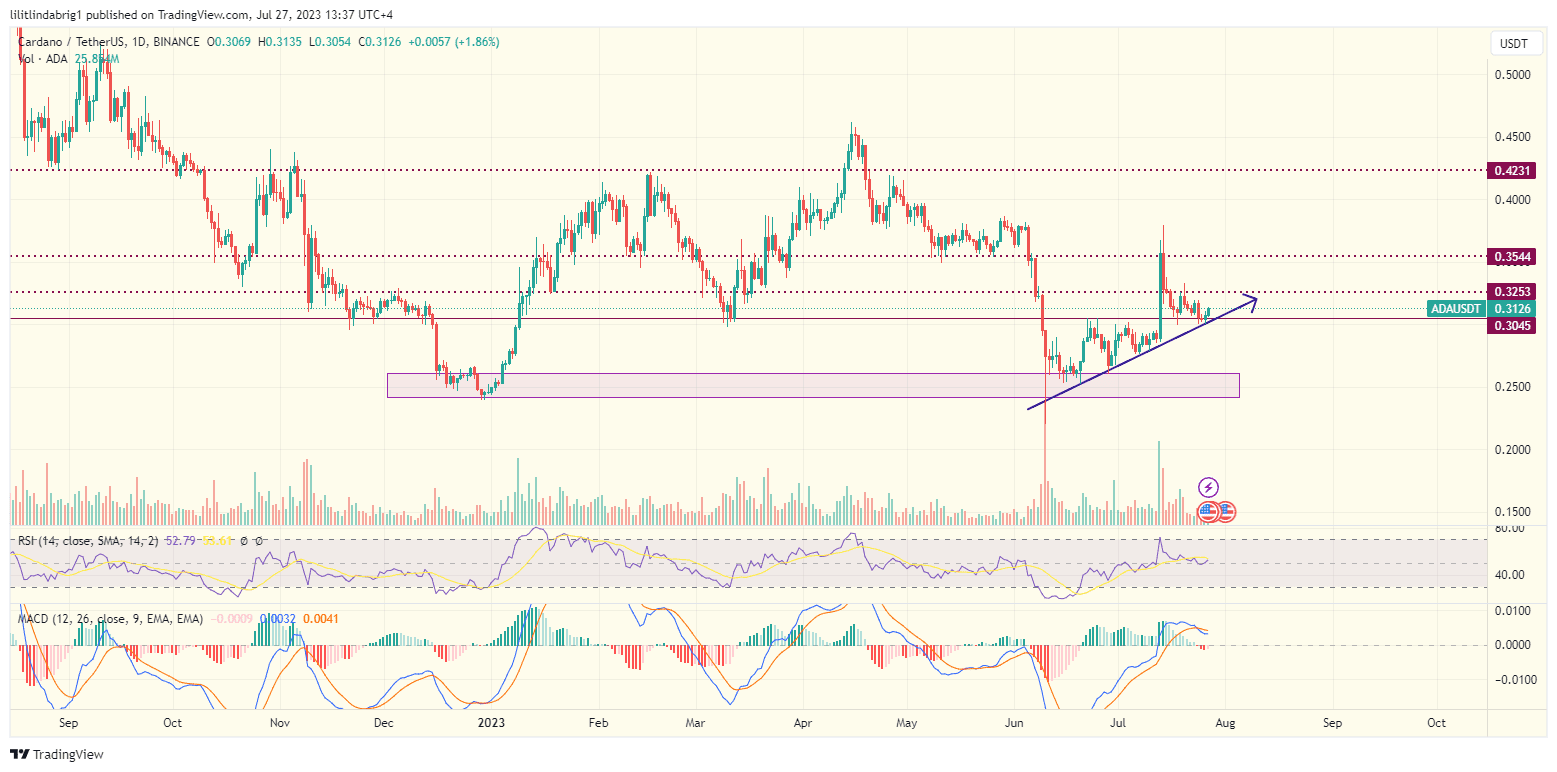 Cardano (ADA) daily price action chart. Source TradingView.com 