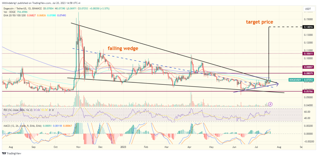 Dogecoin (DOGE) is unlikely to double in price in this quarter. Source: TradingView.com bitcoin litecoin altcoin