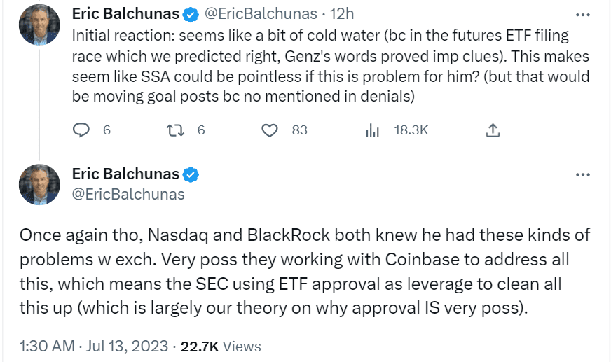 The US Securities and Exchange Commission (SEC) and Chair Gary Gensler may approve a spot Bitcoin (BTC) ETF, according to analysts and investors.  