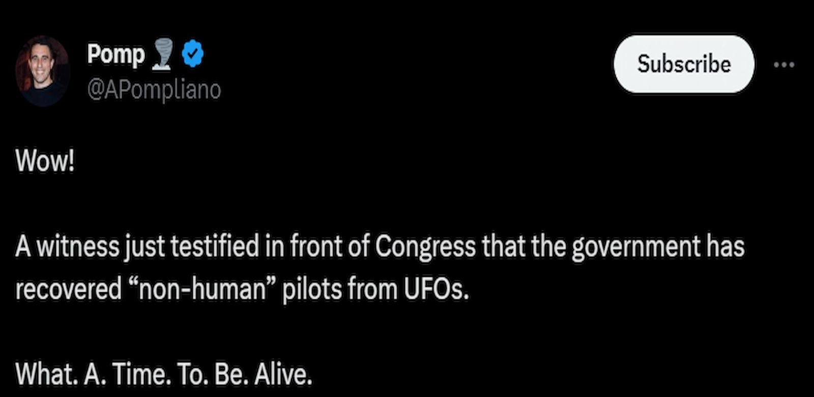 Anthony Pompliano celebrated the revelation by David Grusch