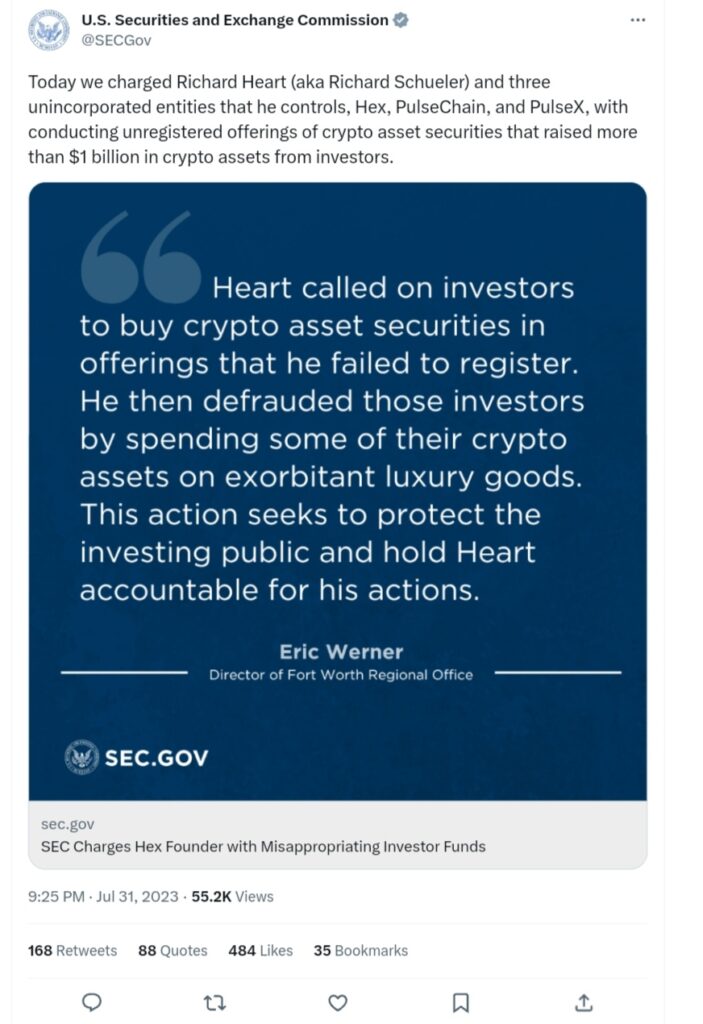 Richard heart sued by SEC, SEC Sues Hex, PulseChain, and PulseX Crypto Projects — Here&#8217;s Why
