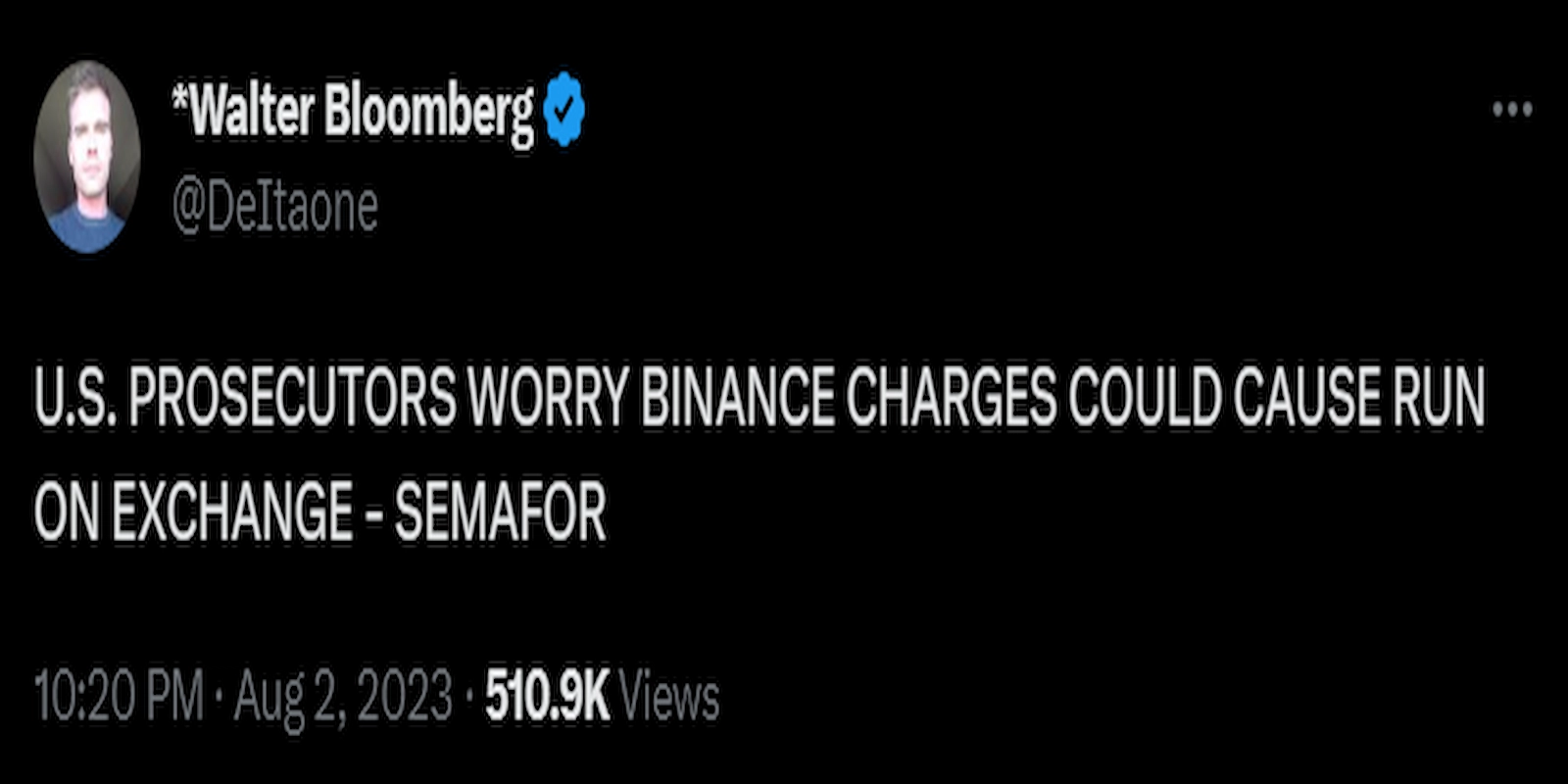 US prosecutors are worried of a bank run on Binance due to the SEC lawsuit.