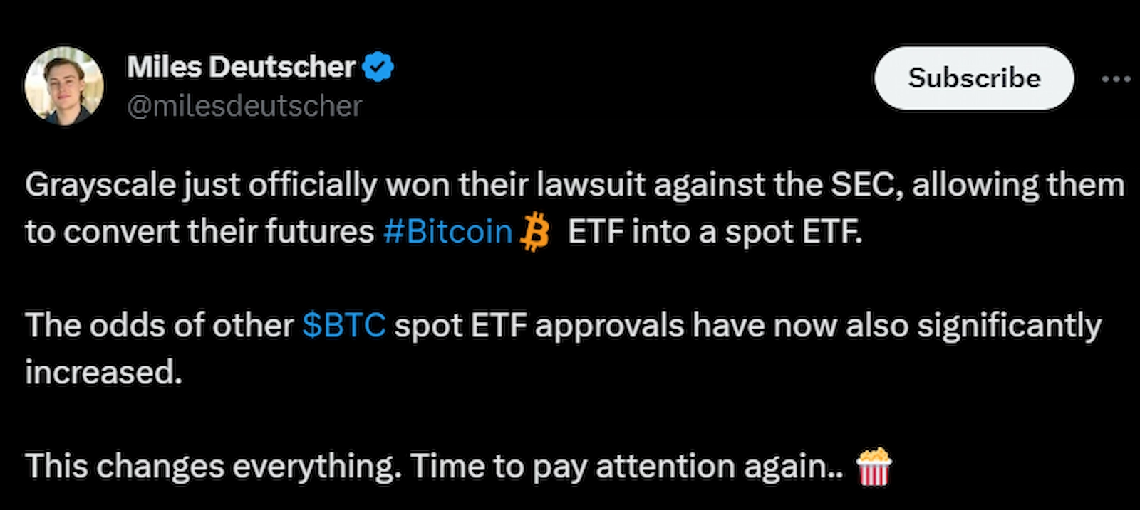 Several crypto users started celebrating the possibility of a Bitcoin ETF soon.
