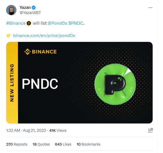 pond coin, Pond Coin PNDC Price Rallies 15% after Hoax Binance Listing