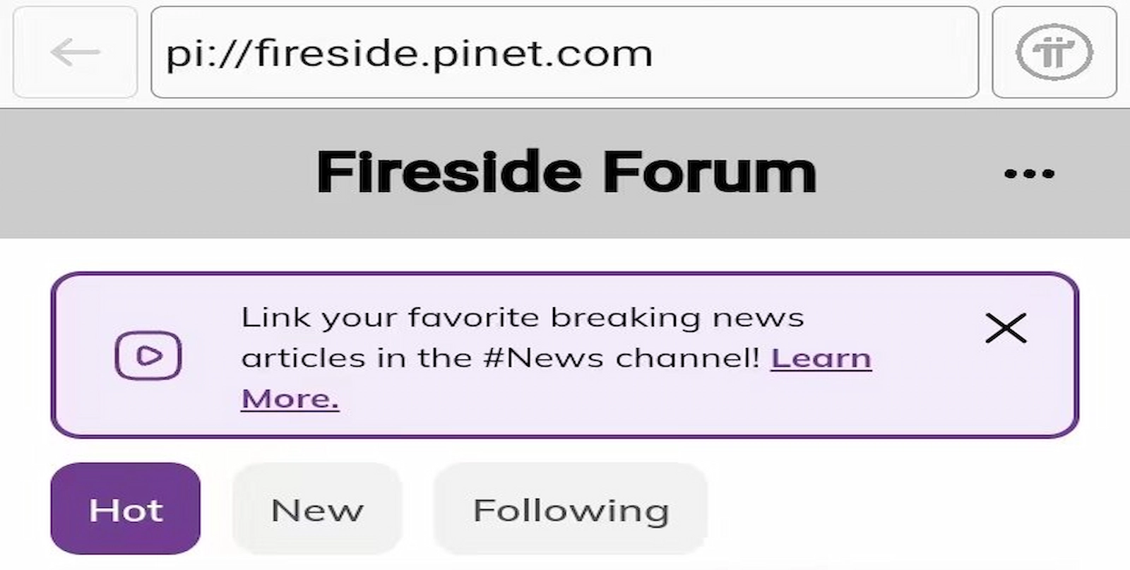 Pi Network introduced a new tag on the fireside forum