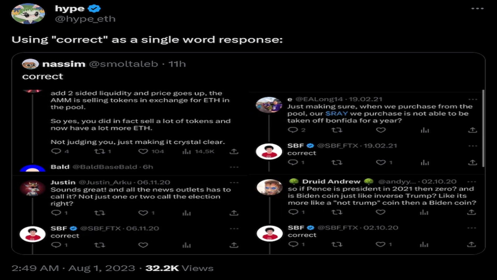 X users claimed that SBF and Bald developers had similar writing styles.