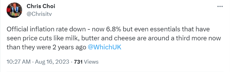 Inflation in the UK has dropped on 6.8%, according to the latest report from the Office for National Statistics (ONS).