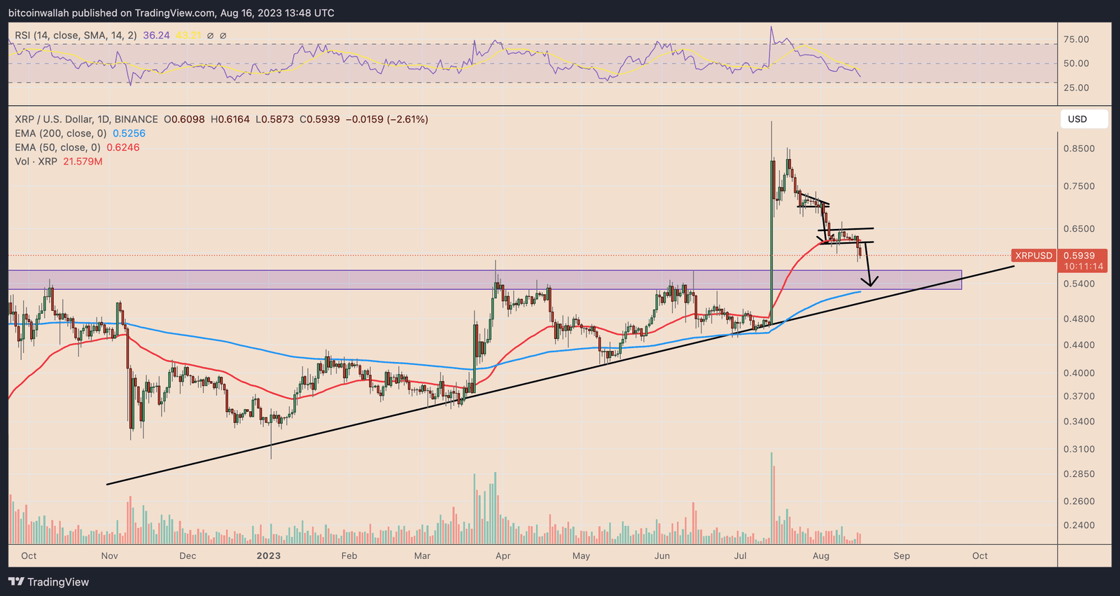 XRP price daily chart performance