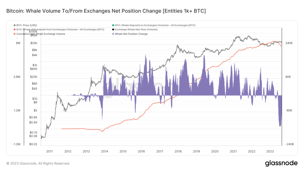 Bitcoin whale net position in recent days