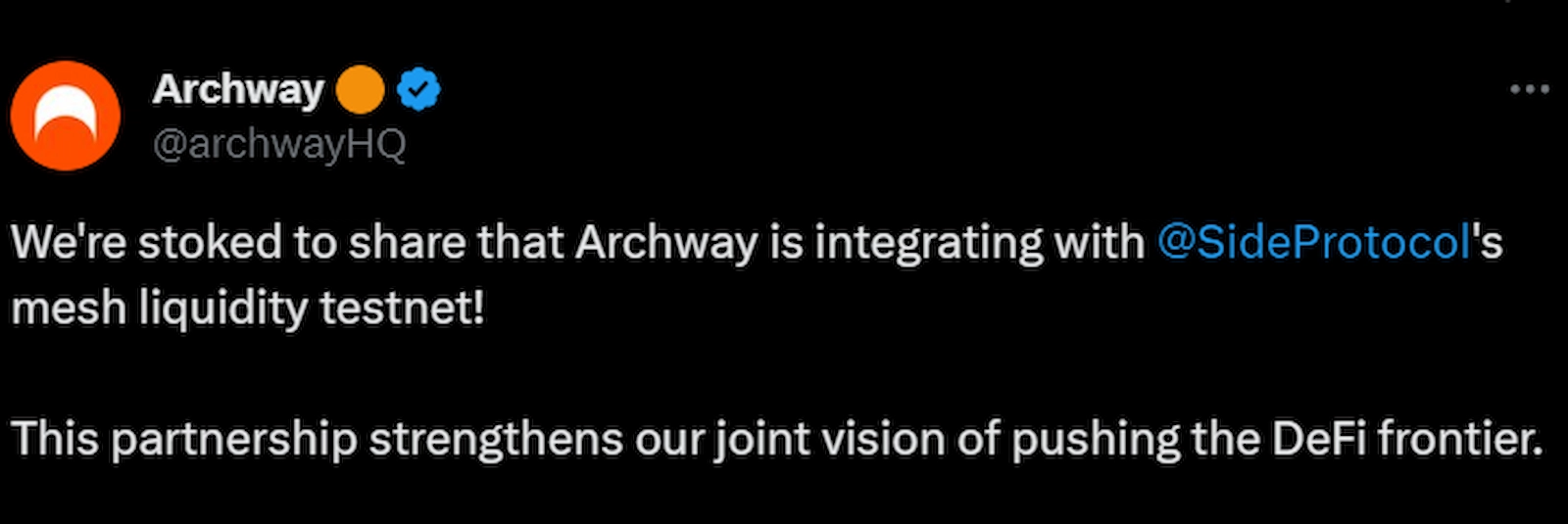 Archway announced a partnership with Side Protocol