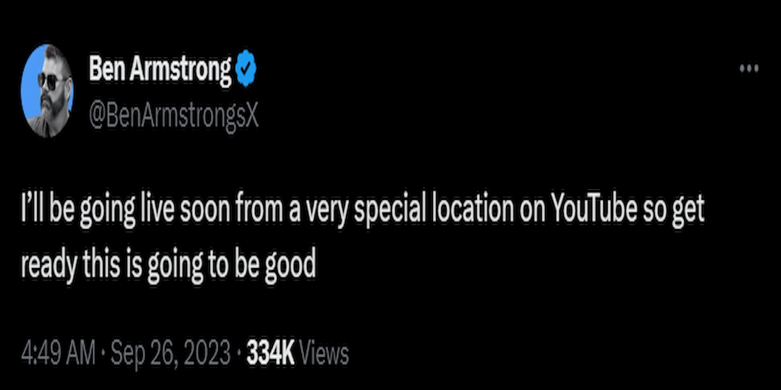 Ben 'Bitboy' Armstrong had teased about a special live stream earlier.