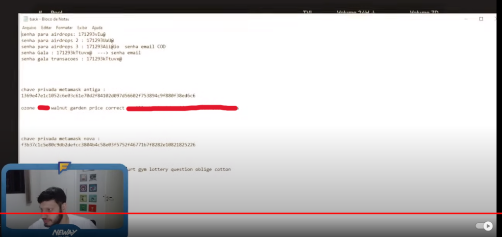 Brazilian influencer Ivan Bianco lost $50,000  during live stream after revealing his crypto wallet seed phrase to everyone watching.