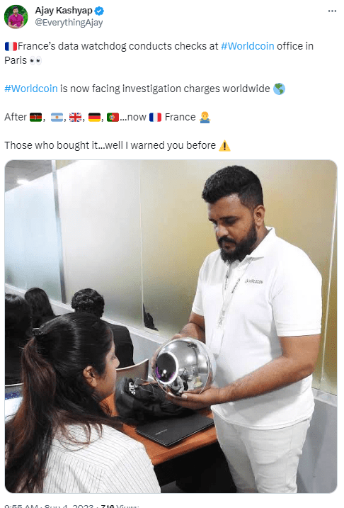 Authorities in France are concerned about the activities of the controversial crypto project.