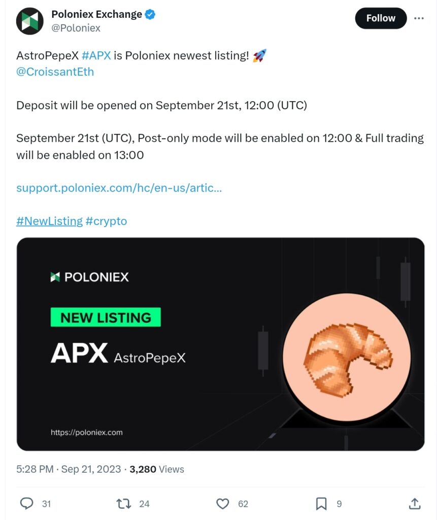 AstroPepeX Spreading Its Wings Across Exchanges