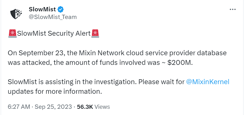 DeFi Platform Mixin Network, the popular decentralized exchange (DEX), has suspended deposits after suffering a $200 million hack 