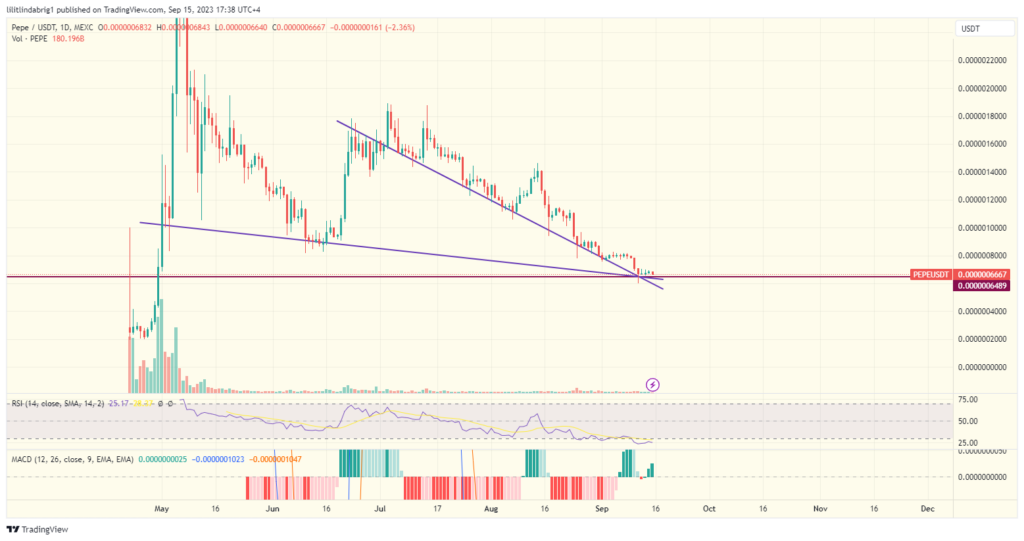 PEPE coin daily chart. Source TradingView.com