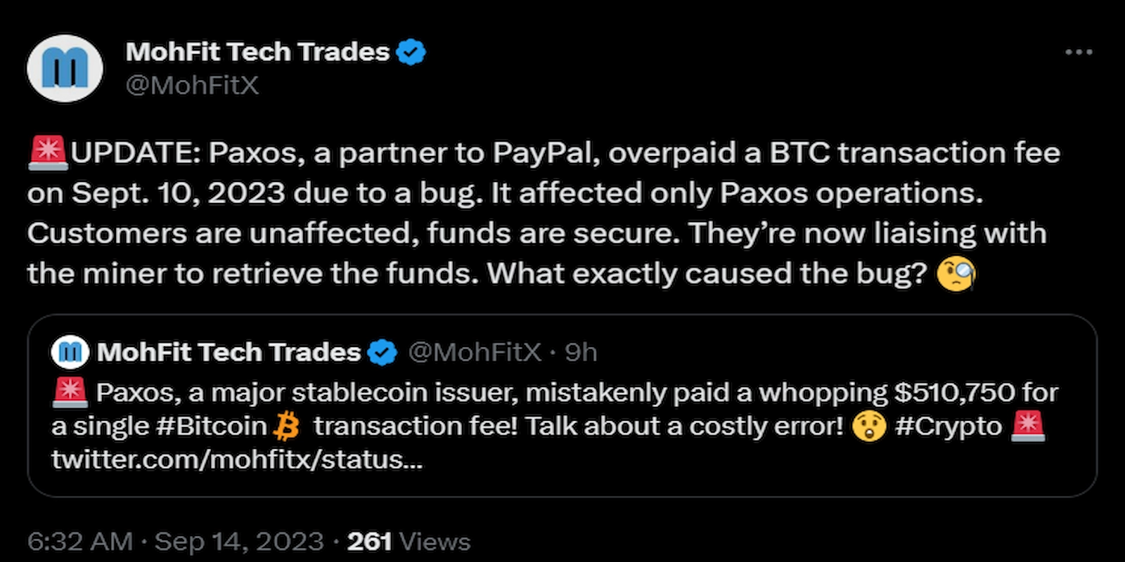 PayPal stated that its crypto partner Paxos was responsible for the error.