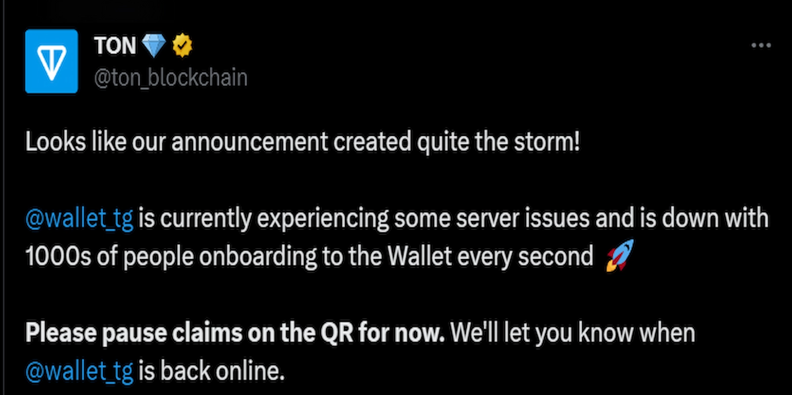 Toncoin's wallet integration ran into some hurdles.