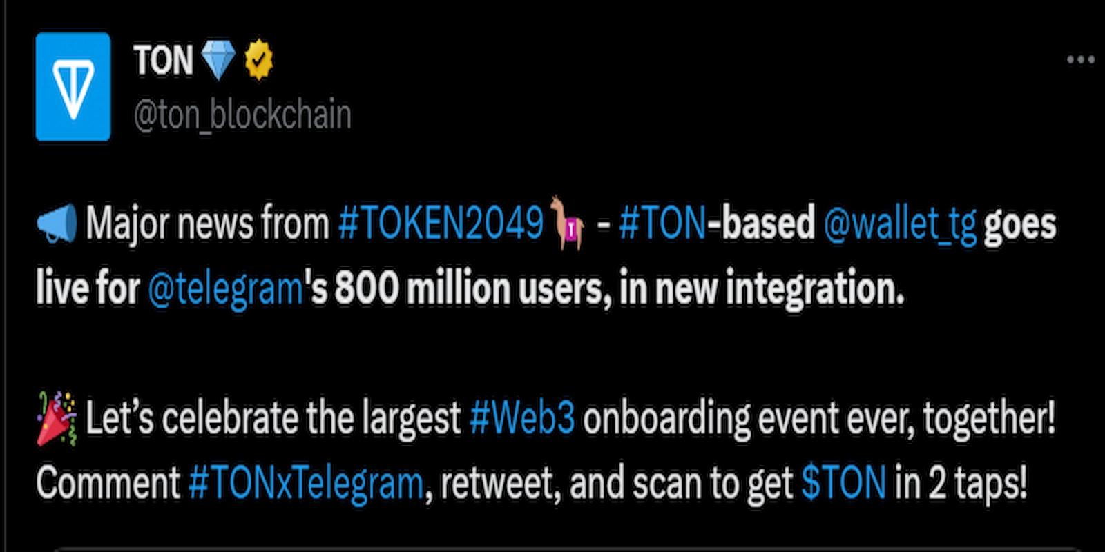 Toncoin announced a partnership with Telegram.