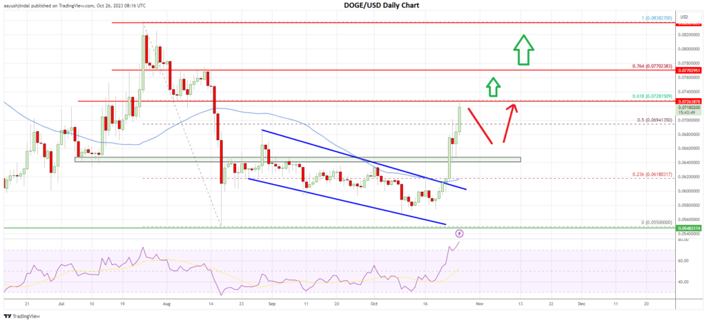 Dogecoin price daily chart DOEG/USD