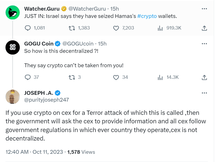 Israel, in cooperation with Binance, has seized crypto assets belonging to Hamas amid the recent attacks on Israel. Cryptocurrencies continue to be used in terror financing globally. 