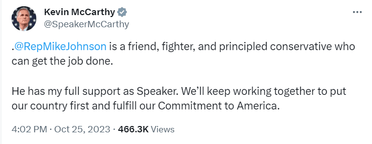 The Republican Party has elected Donald Trump-backed Mike Johnson to replace Kevin McCarthy as the next US House Speaker.