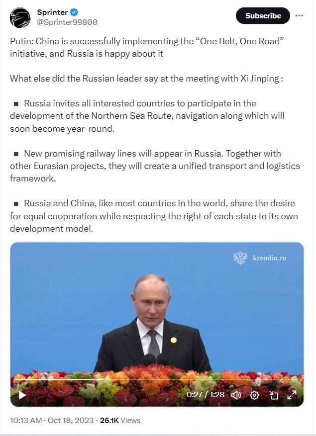 On the invitation of Chinese President Xi Jinping, Vladimir Putin is attending the Third Belt and Road Forum for International Cooperation in Beijing. 