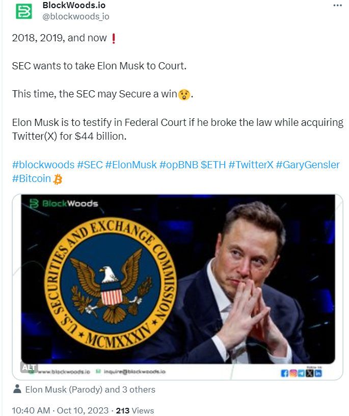 SEC wants to take Elon Musk to Court