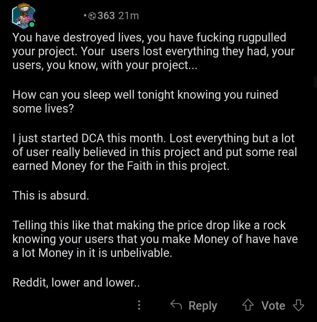 Reddit user says they were "rugged" by the Admins.