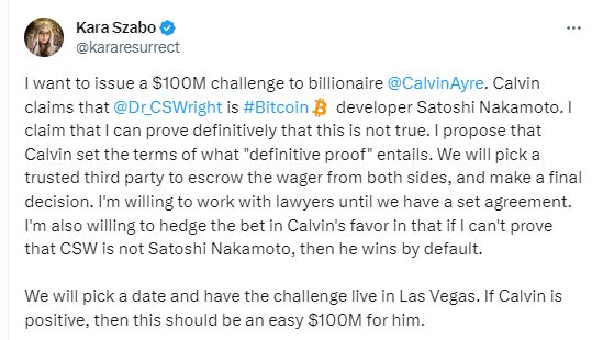 Satoshi Nakamoto, Wanna Bet $100M on Craig Wright&#8217;s &#8216;I Am Satoshi&#8217; Claim? Someone Just Did