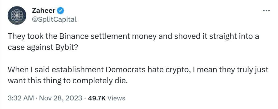 Users are angry that the Commodity Futures Trading Commission (CFTO) is going after ByBit crypto exchange