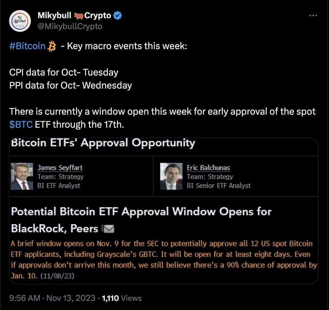 Miky Bull's tweet on key Bitcoin macro events