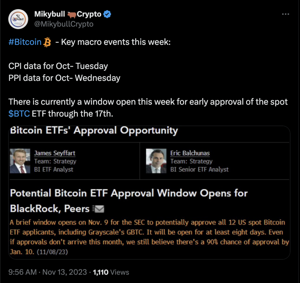 Miky Bull's tweet on key Bitcoin macro events