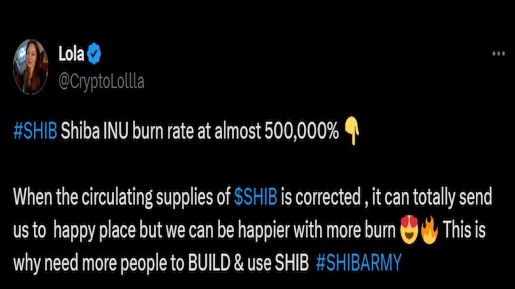 Crypto influencers tweeted about Shiba Inu's increased burn rate.