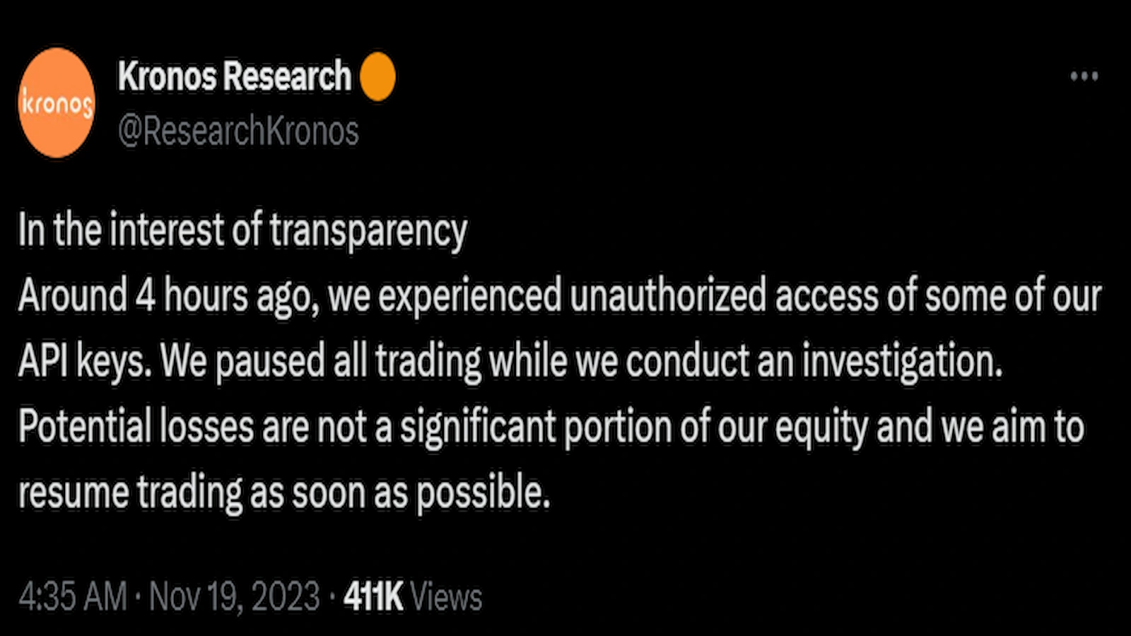 WOO Network's Kronos Research hacked