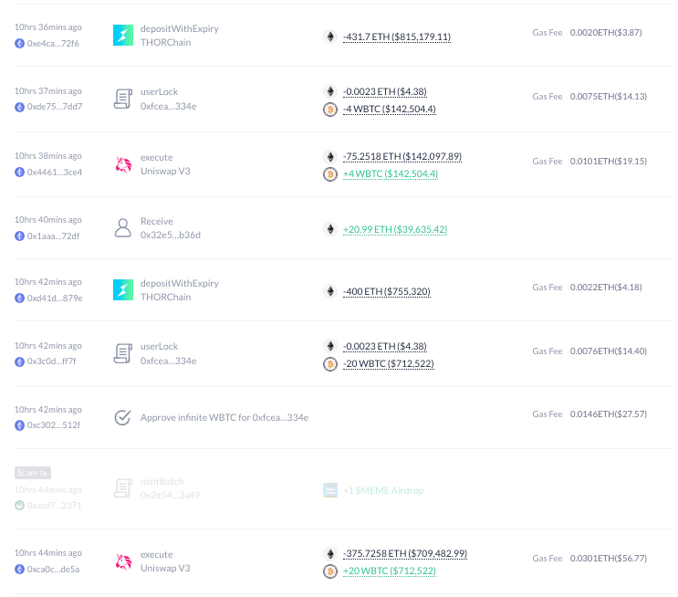 Transaction details of the alleged attackers’ wallet. Source: DeBank