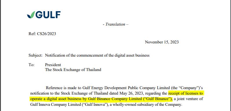 Binance obtained a License to operate in Thailand. 