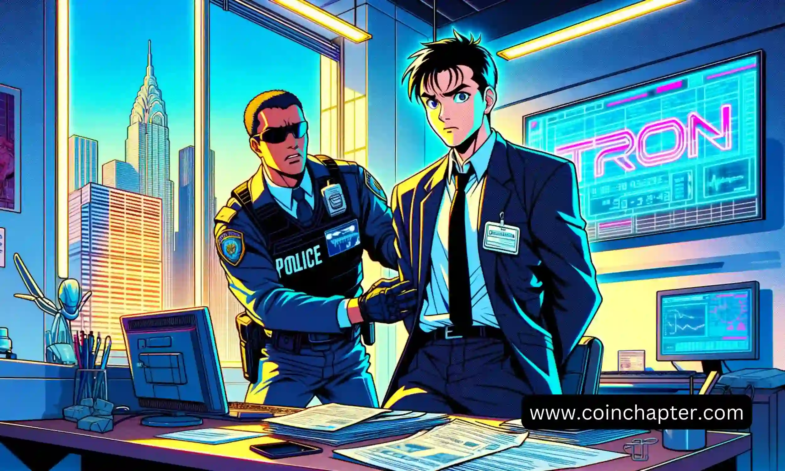 Tron Justin Sun arrest depiction