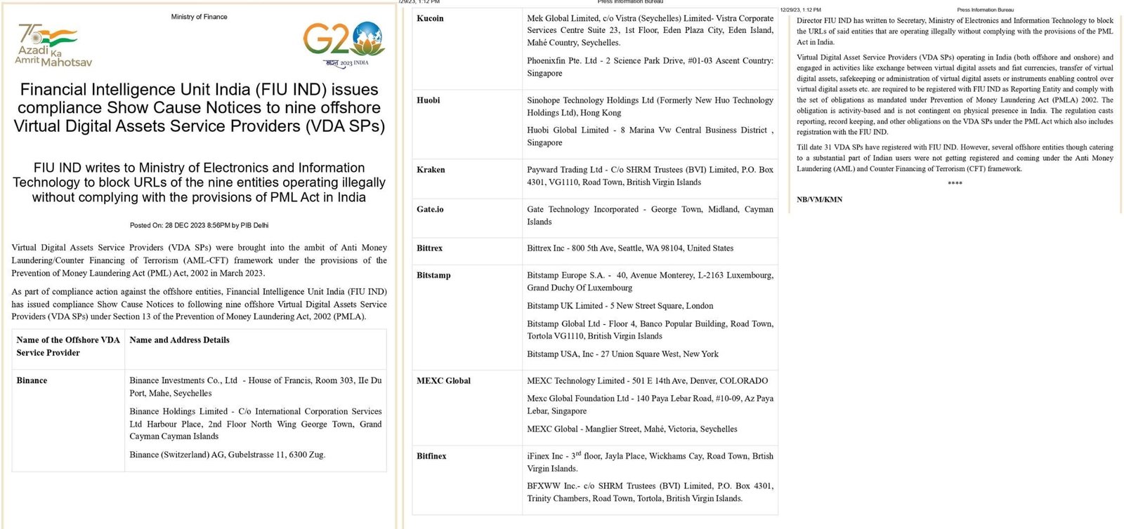 The Financial Intelligence Unit (FIU) of India will stop operations of 9 offshore crypto exchanges, including Binance & Kraken